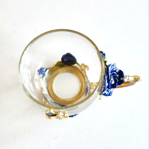 Collectible Tea/Coffee Cup with Floral, Butterfly, and Rhinestone Designs - Picture 4 of 6